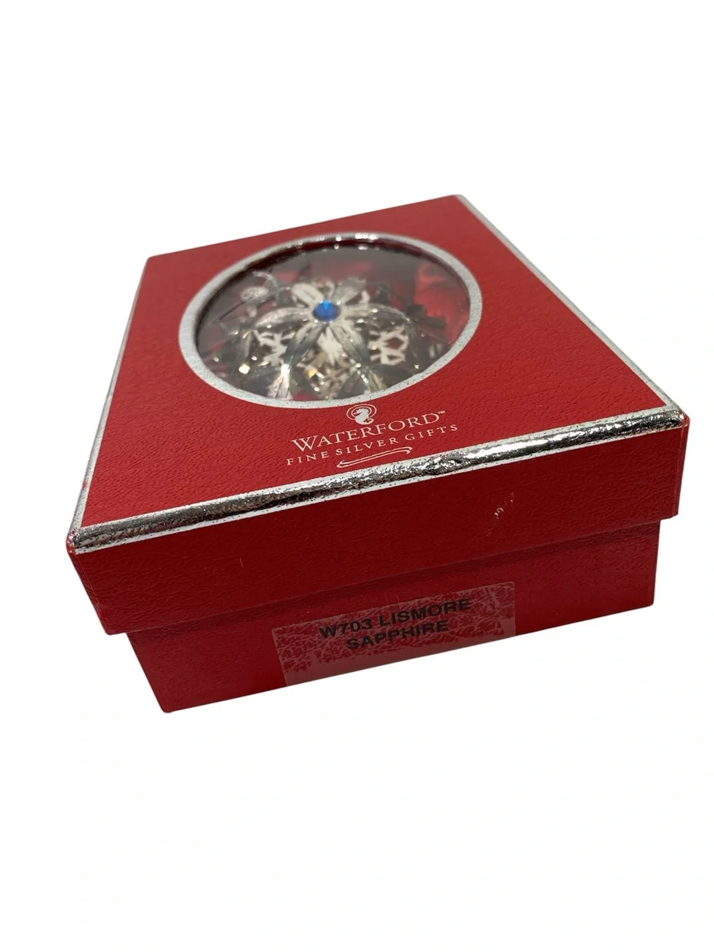 Waterford Silver Lismore Sapphire W703 Christmas Ornament Fine Silver Gifts Box